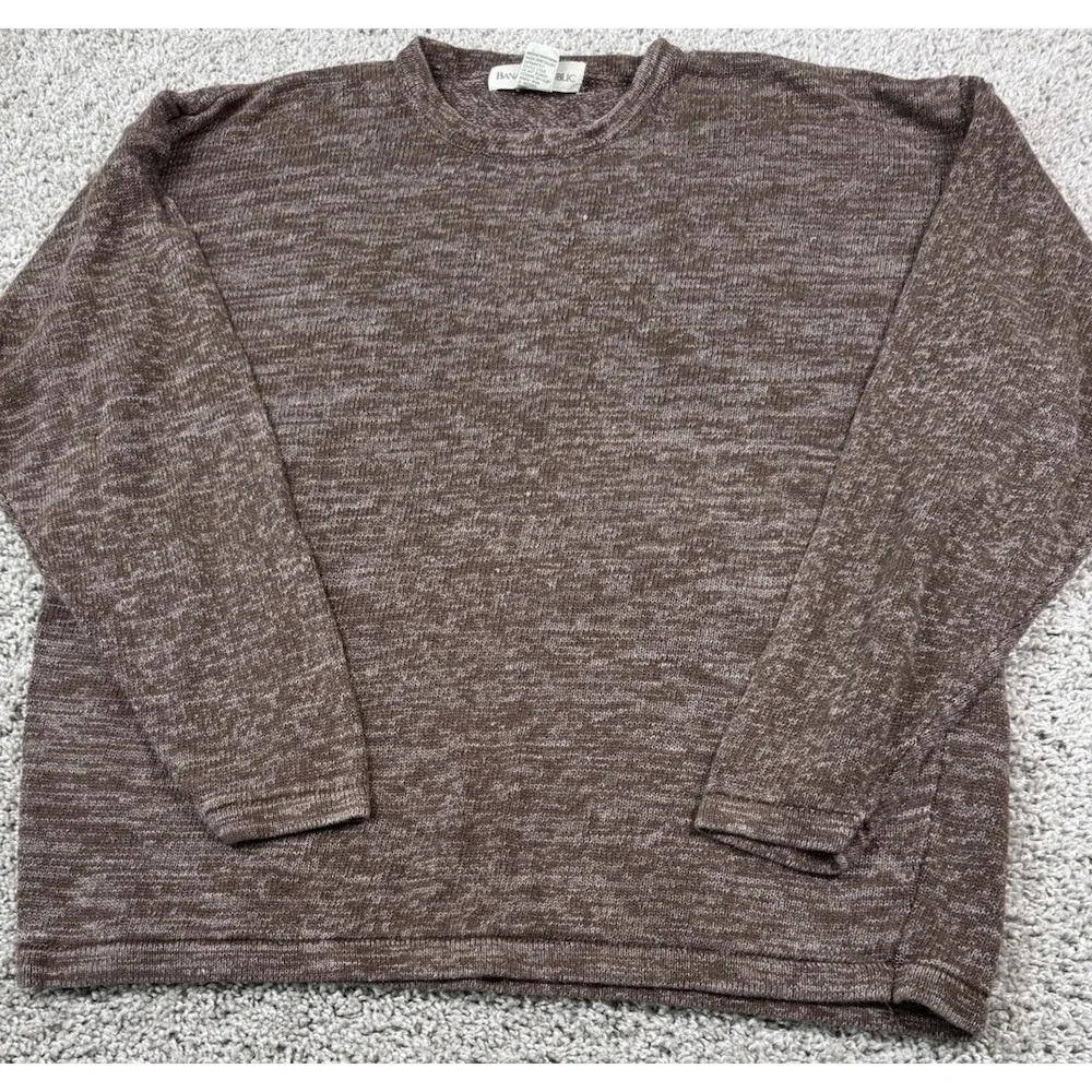 Banana Republic Vintage Linen Blend Crewneck Pullover Sweater Brown XL